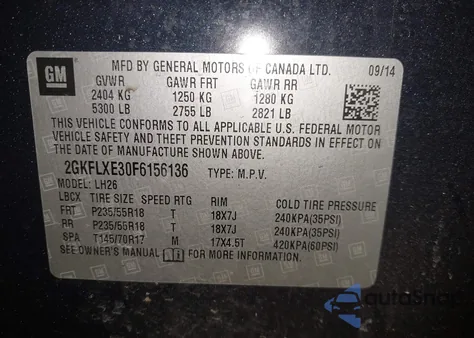 2015 GMC Terrain Slt-1 z USA, uszkodzony, nr VIN 2GKFLXE30F6156136